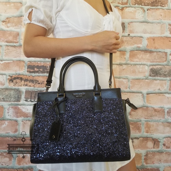Kate spade Cameron MEDIUM satchel glitter BLUE bag - Picture 4 of 8